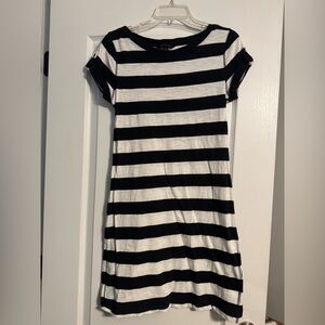Banana Republic Navy and White Striped T-Shirt Dress